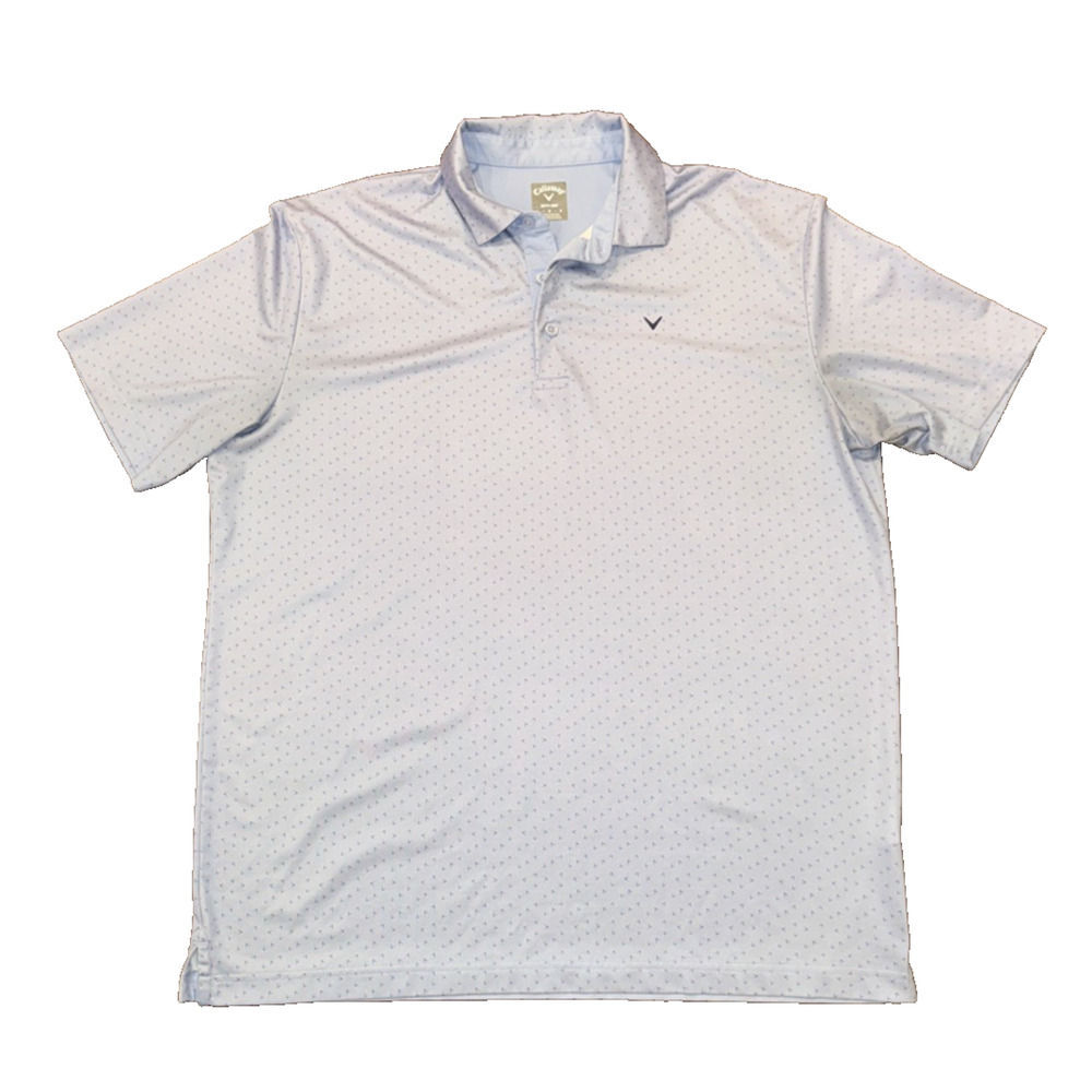Callaway Opti Dri Mens Large Polo Shirt Light Blue Logo Print Performance Golf